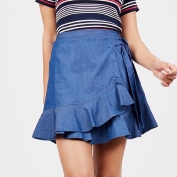 BCBGeneration Wrap Chambray Skirt - Picture 2 of 8